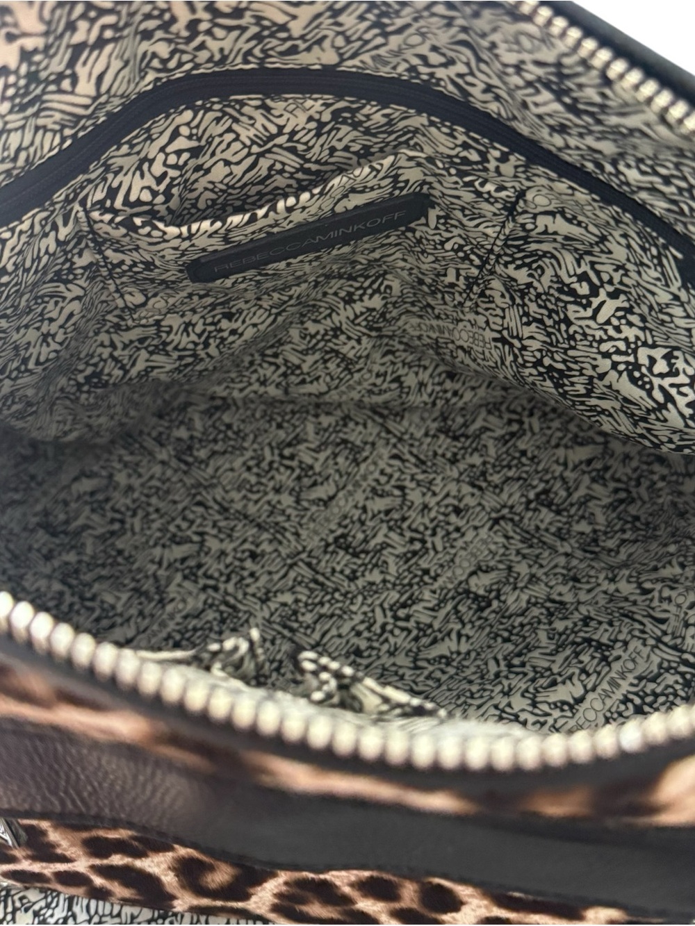 Rebecca Minkoff Snow Leopard Leather Satchel Handbag Purse - Picture 7 of 11